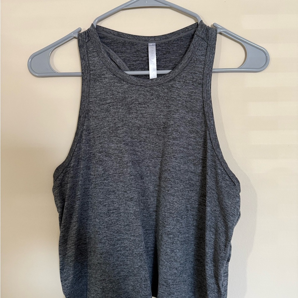 Fabletics Gray Crop Fitted Tank Top